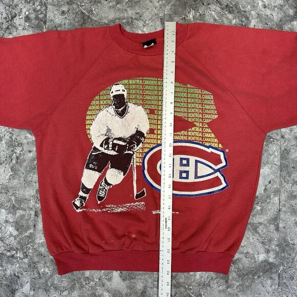 Vintage Montreal Canadiens Sweatshirt Crewneck Sportacus Size Large Red 90s READ - Picture 7 of 7